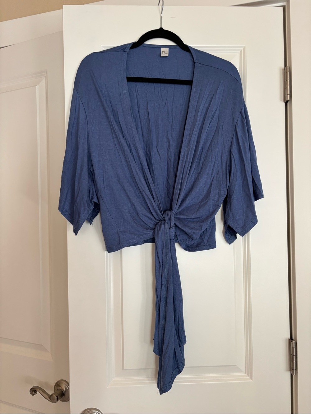 Blue Tie-Front Lightweight Kimono Top